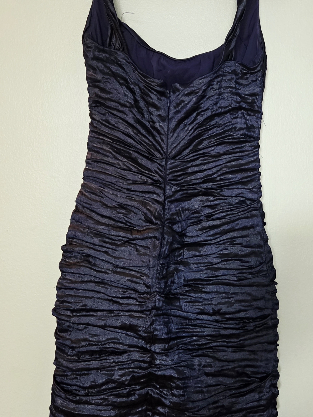 Nicole Miller Deep Navy Ruched Midi Dress